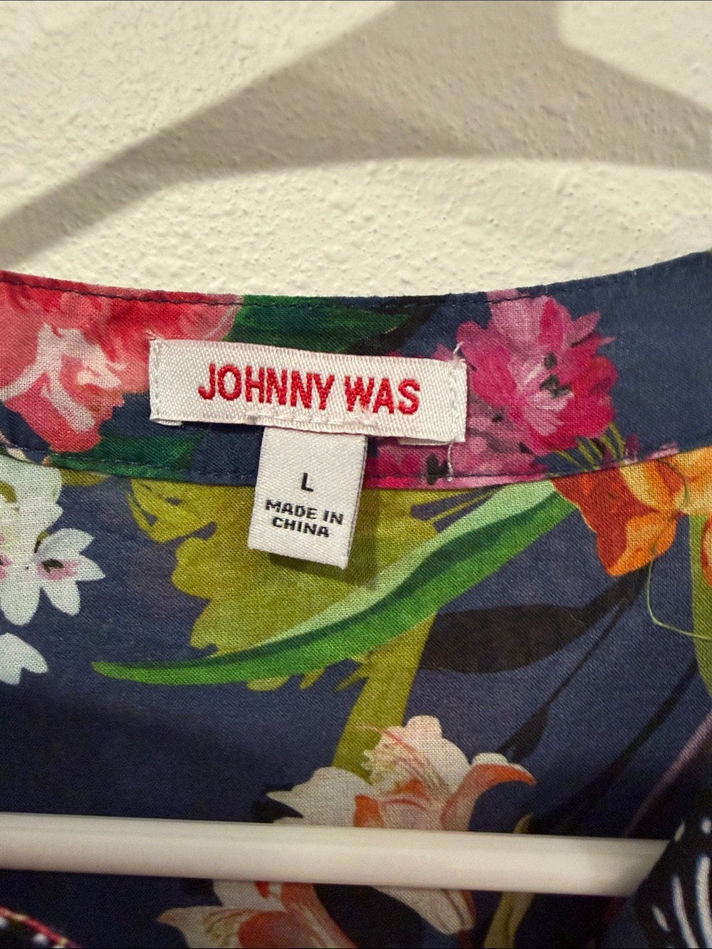 Johnny Was Navy Floral Button-Front Blouse with Butterfly Print - Picture 2 of 7